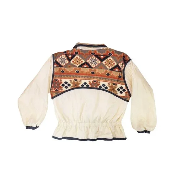 Vintage Athletic Works Track Suit Jacket Pants Set Women Medium Brown Tan Aztec - Picture 3 of 13